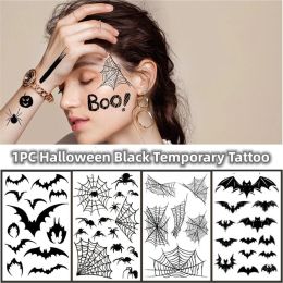 Libros 1 PC Black Bat y Spiderweb Camby Art Stickers Sprooky Halloween Party Props Tatuajes temporales