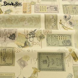 Booksew BEIGE BEIGE African Linen Floral Tissu pour vêtements Patchwork Material Tissus Tissus au mètre Couteau de sac