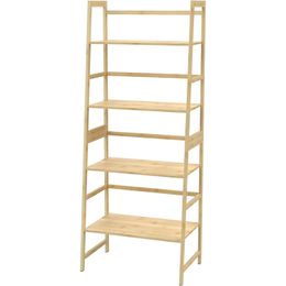 Bookshelf, ladderplank, 4 -laags hoog boekenkast, moderne open boekenkast voor slaapkamer, woonkamer, kantoor (bamboe)