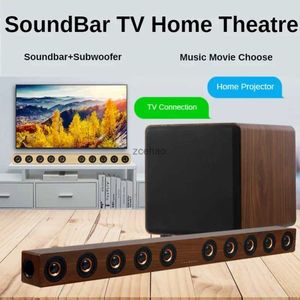 Boekenplankluidsprekers 40W Houten TV SoundBar Bluetooth-luidspreker Home Theater-systeem 3D Surround Sound Bar Subwoofer Audio Afstandsbediening Wandmontage