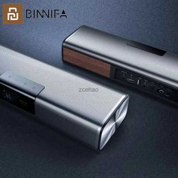 Altavoces de estantería BINNIFA TV Barra de sonido Altavoz Bluetooth Echo Pared Metal Sonido de madera Pantalla táctil LED DSP AUX HDMI USB Audio de cine en casa