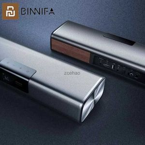 Altavoces de estantería BINNIFA TV Barra de sonido Altavoz Bluetooth Echo Pared Metal Sonido de madera Pantalla táctil LED DSP AUX HDMI USB Audio de cine en casa