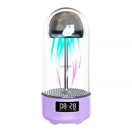 Haut-parleurs d'étagère Mini créatif Mobile mécanique Bluetooth haut-parleur méduse lampe colorée avec horloge lumineuse Audio maison décorations de bureau cadeau