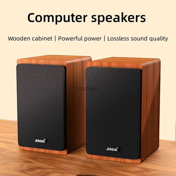 Haut-parleurs d'étagère multimédia ordinateur portable Audio bureau maison Mini boîte de son caisson de basses en bois actif USB filaire haut-parleurs Bluetooth