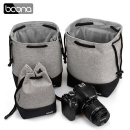 BOONA-Bolsa de almacenamiento para cámara sin espejo, diseño de costura con cordón, impermeable, Po, bolsa para lentes, funda para Canon, Sony, Pentax 240104