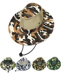 Boonie Hat Sport Camouflage Jungle Cap militaire Adults Men Femmes Cowboy Wide Brim Chapeaux pour la pêche de Bucket armée de pêche CNY1147760386