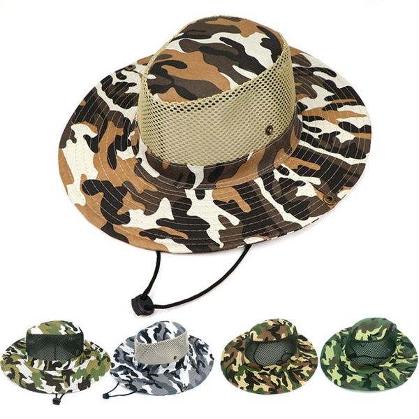 Boonie Hat Sport Camouflage Jungle Cap militaire Adults Men Femmes Cowboy Wide Brim Chapeaux pour la pêche Embalable Armable Bucket Hat CNY1149736750