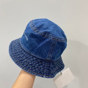 Boonie Vizier Jacht Vissen Outdoor Zomer Cap Unisex 100% Katoen Blauw Denim Emmer Hoed met Stenen Patroon Brede Rand hoeden