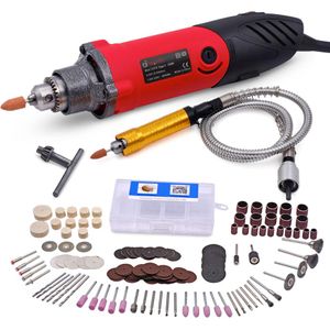 Boormachine 240 W Mini perceuse électrique à vitesse variable outils rotatifs multifonctions avec kit de 141 pièces pour style DREMEL avec arbre flexible