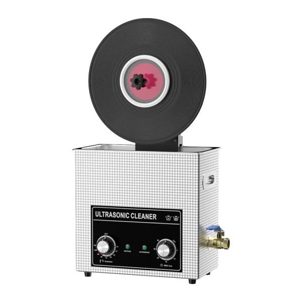 Boormachine Nettoyeur à ultrasons pour disques vinyles 6 l Contrôleur mécanique avec support pour lavage Ep 7 Lp 12 pouces Économiseur d'étiquettes en aluminium fabriqué par CNC