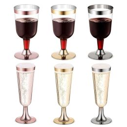 Boormachine-vasos de vino de plástico desechables, 6 uds., flamenco, comida occidental, copas de vino, sitio de fiesta, copas de champán, almacenamiento de Bar