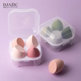 Boormachine Imagic 4 pièces/ensemble éponge de maquillage avec boîte de rangement doux professionnel bouffée utilisation sèche fond de teint poudre outil de beauté femmes éponge oeuf