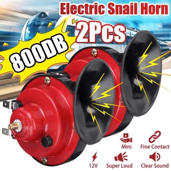 Boormachine Nuevo 2 Piezas 800 dB Bocina de Aire Ruidosa para Coche Trompeta de 12 V Súper Bocina de Tren para Camiones Bocina de vehículo Silbato de bocina de Aire de Caracol eléctrica Dualtone