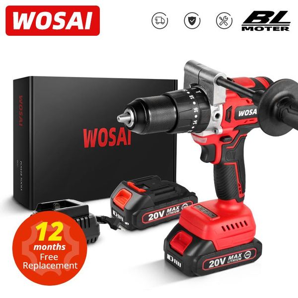 Boormachine WOSAI MTSeries 125N.m 20V perceuse électrique sans balais 13mm perceuse sans fil marteau batterie Liion tournevis électrique