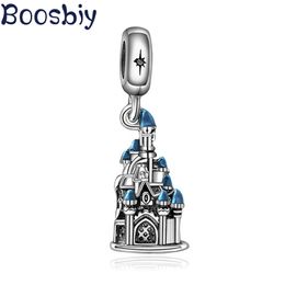 Boosbiy 2pc argent plaqué magique dessin animé château pendentifs à breloques Fit marque Bracelets colliers pour femmes bijoux à bricoler soi-même cadeau