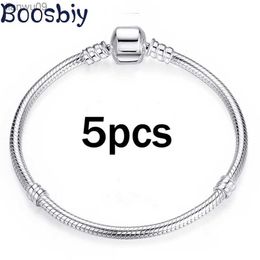 Boosbiy, 5 piezas, pulseras con dijes chapados en plata Vintage, cadena de serpiente de estilo europeo, pulseras de marca para mujeres, joyería DIY L230704