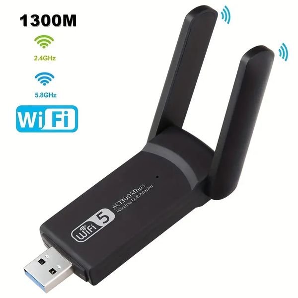 ¡Aumenta la velocidad de tu Wi-Fi con este adaptador Wi-Fi USB 3.0 de doble banda negro!