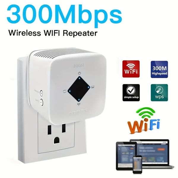 Aumenta tu señal WiFi hasta 2640 pies cuadrados y conecta 25 dispositivos al instante: extensor de alcance WiFi con configuración de 1 toque.