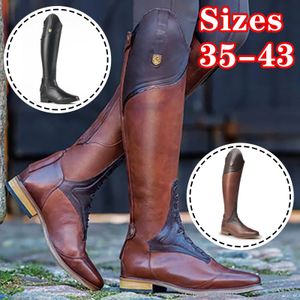 Boot's Paardensportlaarzen Lederen Kniehoge Schoenen Vintage Paardrijden Herfst Winter Mountain Botas Mujer 231025