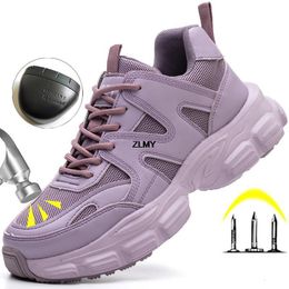 Laars Veiligheidsschoenen Stalen neus Werk Ademend ing Sneaker Lichtgewicht Sport Dameslaars Industrieel 230106