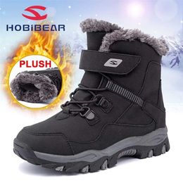 Bootschoen Black Boots Sneeuw Kind Kind Boy Girls Casual Winter Waterdichte Regen Kinderschoenen voor jongens Botas enkel Sneeuwschoenen 211227