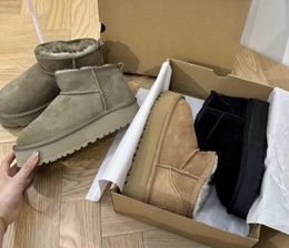 Boot Uggit Ultra Mini Platform Designer Woman Winter Ankle Australia Snow Boots Dik Bottom Real Leather Warm Fluffy Booties New 2023 35-44