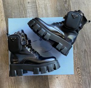 Laars damesschoenen Monolith geborsteld leer en nylon laarzen martens laars zwart kalfsleer ronde neus platform buit 35-41 doos