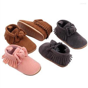 Botas 0-18M Baby Girls Soft Suela Borla Arco Antideslizante Primero Walker Zapatos para niños pequeños para Otoño Invierno Cuna infantil