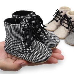 Laarzen 018m baby mode laarzen jongens meisjes herfst winterschoenen peuter houndstooth print enkelschoenen baby wandelschoenen voor baby