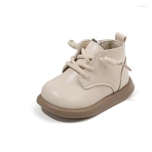 Bottes 12-15.5cm Marque Bright Booties pour Borns Garçons Soft Zip Caoutchouc Enfants Solide Beige Noir Chaussures Pour Enfants Filles