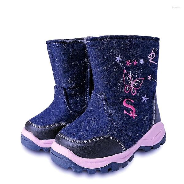 Boots 1pair mode neige en cuir ski enfants hiver chaussures de chaussures chaudes kid gir