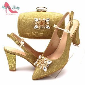 Bottes 2020 Design italien Chaussures et sacs de femmes italiennes assorties en or couleur de haute qualité de haute qualité sac à main assortiment pour mariage