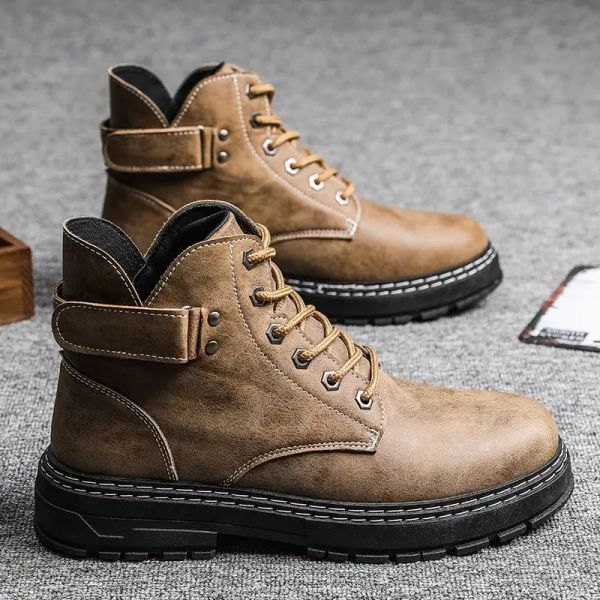 Boots 2020 Winter Men's Toolling Boots Military British Style Retro Middle Cut Boot Boot High Cut Men's Snow Bootsd