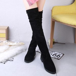 Boots 2021 Slim sexy vrouwen over de knie High Snow Office carrière houden Warm Winter Fashion Elastic Shoes Non-Slip