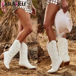 Botas 2022 outono inverno mulheres ocidentais tornozelo botas grossas saltos conforto casaul vintage cowboy cowgirls botas curtas moda sapatos mulher t231121