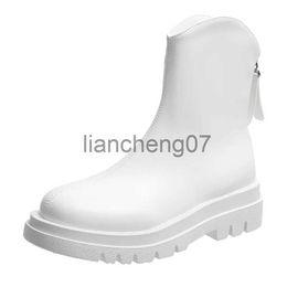 Laarzen 2022 Mode Dikke Zool Chelsea Damesschoenen Winter Nieuwe Enkel Mid Hak Schoenen Goth Botas Mujer Gladiator Motorfiets warme Laarzen x0928