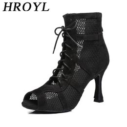 Boots 2022 Hroyl Danceshoes Femmes Girls Latin Salsa Tango Ballroom Dancing Chaussures Ladies Soft Bottom Modern Dance Shoes Professional