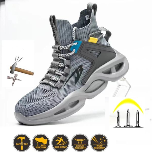 Bottes 2022 Men de sécurité Chaussures avec orteil en métal Indestructible Ryder Shoe Work Boots With Steel Toe Imperproof Breakable Sneakers Work Sho