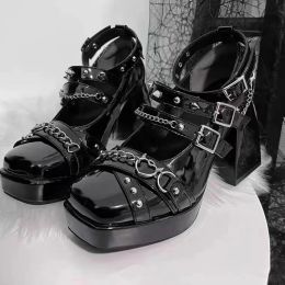 Boots 2022 Nouvelle plate-forme Mary Jane Shoes Sandals Femme élégante Gothic Femme sexy High Heels Stripper New Rock with Kabuki Club