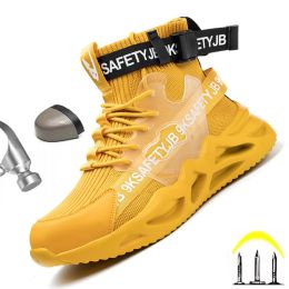 Laarzen 2022 Nieuwe werklaarzen Men Veiligheidsschoenen stalen teen Veiligheid Enkle laarzen onverwoestbare schoenen Antismash werk sokken sneakers schoeisel schoenen