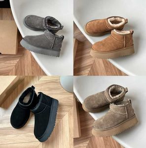 Laarzen 2022 OG Winter Ultra Mini Platform Bootontwerper Ankle Snow Fur Brown Australi￫ Warme laarsjes voor vrouw lederen EU -schoenen voor mannen Women 1Sugg