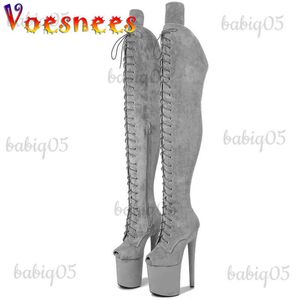 Laarzen 2022 Peep Toe Laarzen Paaldans Laarzen Stripper Hoge Hakken Dames Sexy Show Schoenen Party Club 20 CM Hakken Platform ZIP Veterschoenen T231117