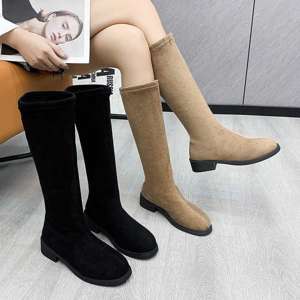 Bottes 2022 hiver sur le genou bottes femmes bottes à fond plat femmes chaud nouveau Plus velours mince longues femmes bottes tendance AA230412