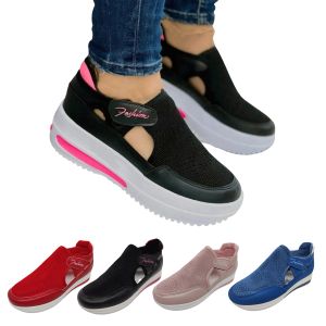 Laarzen 2022 vrouwen mode gevulkaniseerd sneakers platform solide kleur flats dames schoenen casual ademende wiggen dames wandelen sneakers