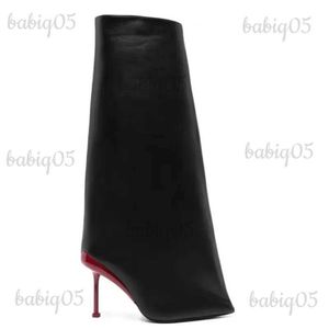 Bottes 2023 automne/hiver nouvelle fête talon haut genou longueur bottes pour femmes mode en cuir véritable manches à manches moyennes bottes pour femmes T231025