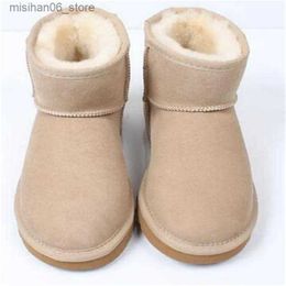 Botas 2023 botas de bebé niños niña botas de nieve para niños zapatos de lujo botas de nieve niño botas de invierno de piel de cuero cortas bajas zapatos para niños bot Q231012