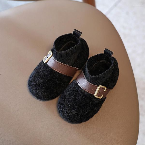 Bottes 2023 Bébé Mode Fourrure Enfant Garçon Filles Princesse Peluche Pour La Chaleur Enfants Enfants Chaussettes Né Poilu Chaussure Automne Et Hiver