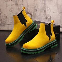 Bottes 2023 British Trend Men Boots Boots en cuir en daim Botas Masculinas Spring Automne Boots High Top Men Men Chelsea Boots