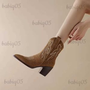 Bottes 2023 bottes de Cowboy occidentales brodées classiques pour femmes bottes de Cowgirl en cuir chaussures à talons hauts femme bottes grande taille 42 T231117