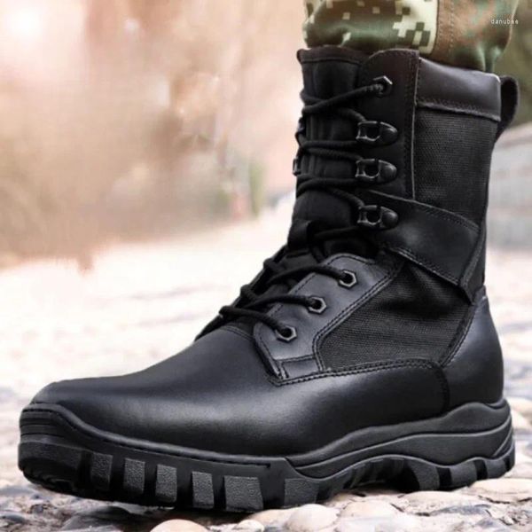 Bottes 2023 Cowboy pour hommes hiver chaussures tactiques chaudes marque de mode chasse homme extérieur armée combat hommes